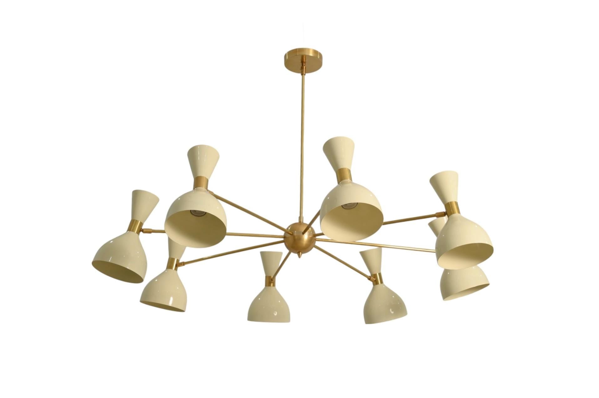 8 Light Stilnovo Diablo Handcrafted Sputnik Chandelier  with Hourglass Detail Lighting Fixture