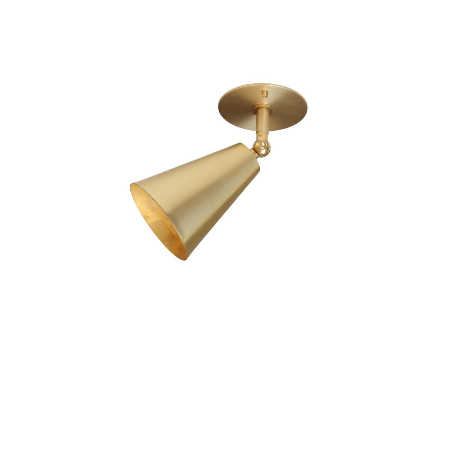One light Cone Shade Spotlight Raw Brass Ceiling Fixture
