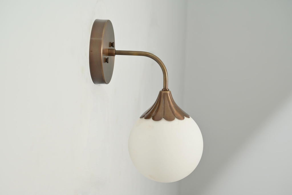 Handmade Brass Sconce: Mid-Century Modern Scallop Wall Lamp