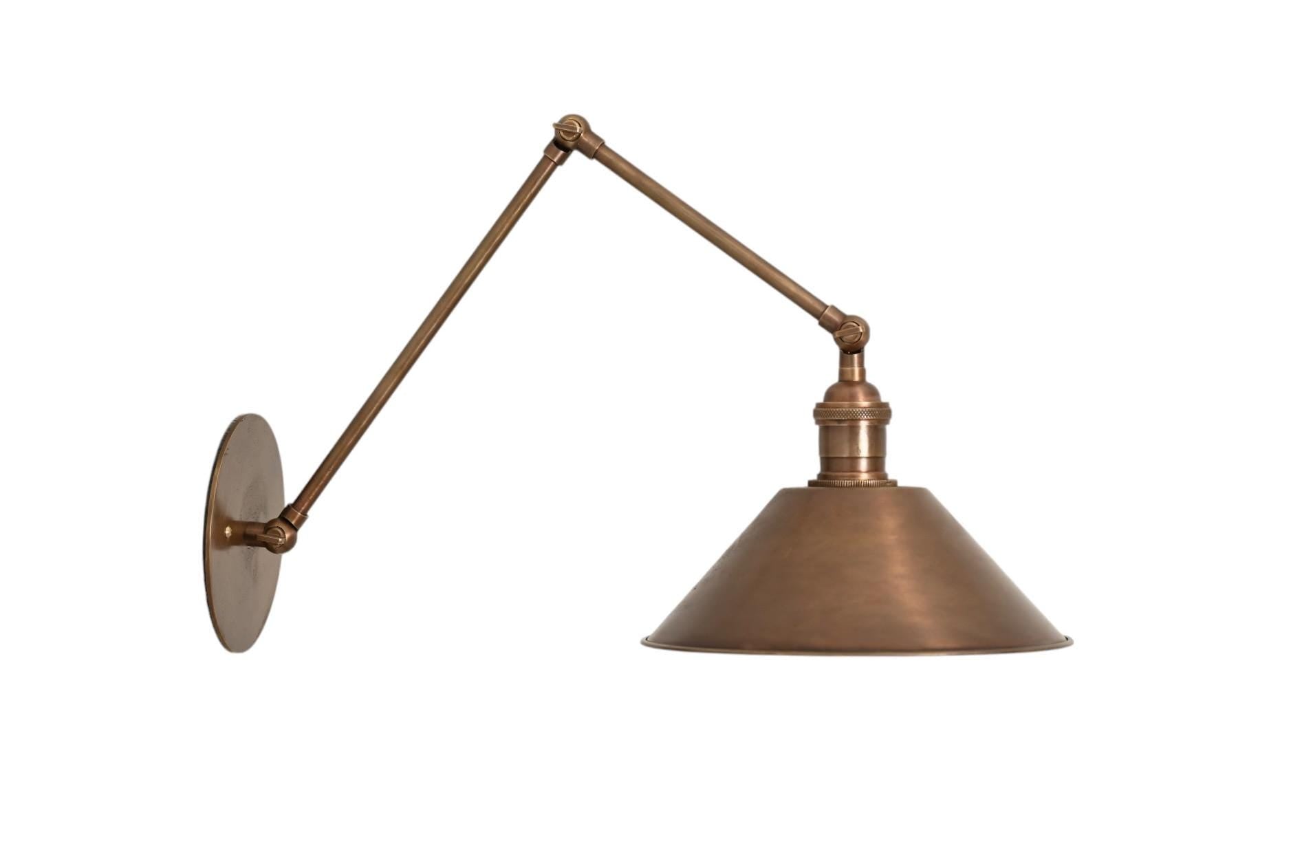 Adjustable Solid Brass Swivel Wall Lamp Light with Shade