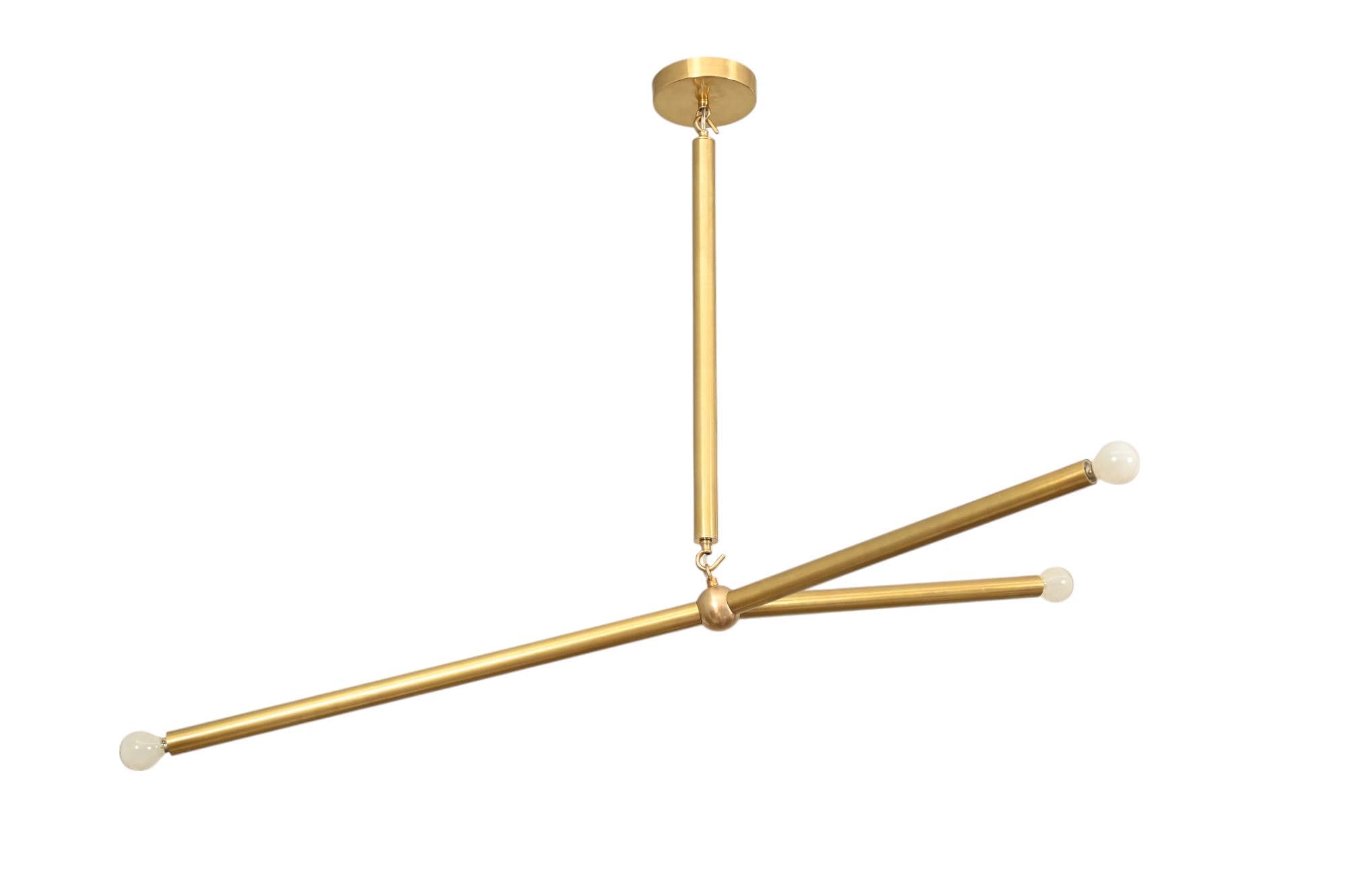 3 light Modern Brass Handmade  Vintage Stilnovo Chandelier Light Fixture