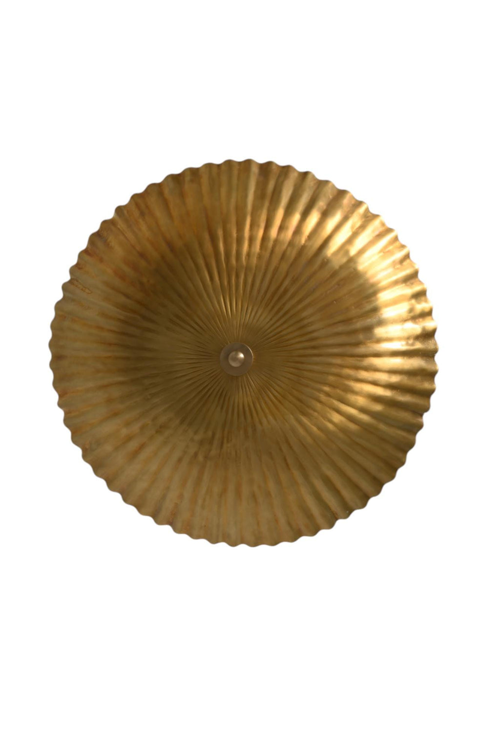 6  Light Vintage Brass Scalloped Design  Disk Handcrafted Sputnik Chandelier Lighting Fixture