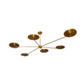 Six Light Brass Sputnik Spider Flushmount Ceiling Fixture Chandelier
