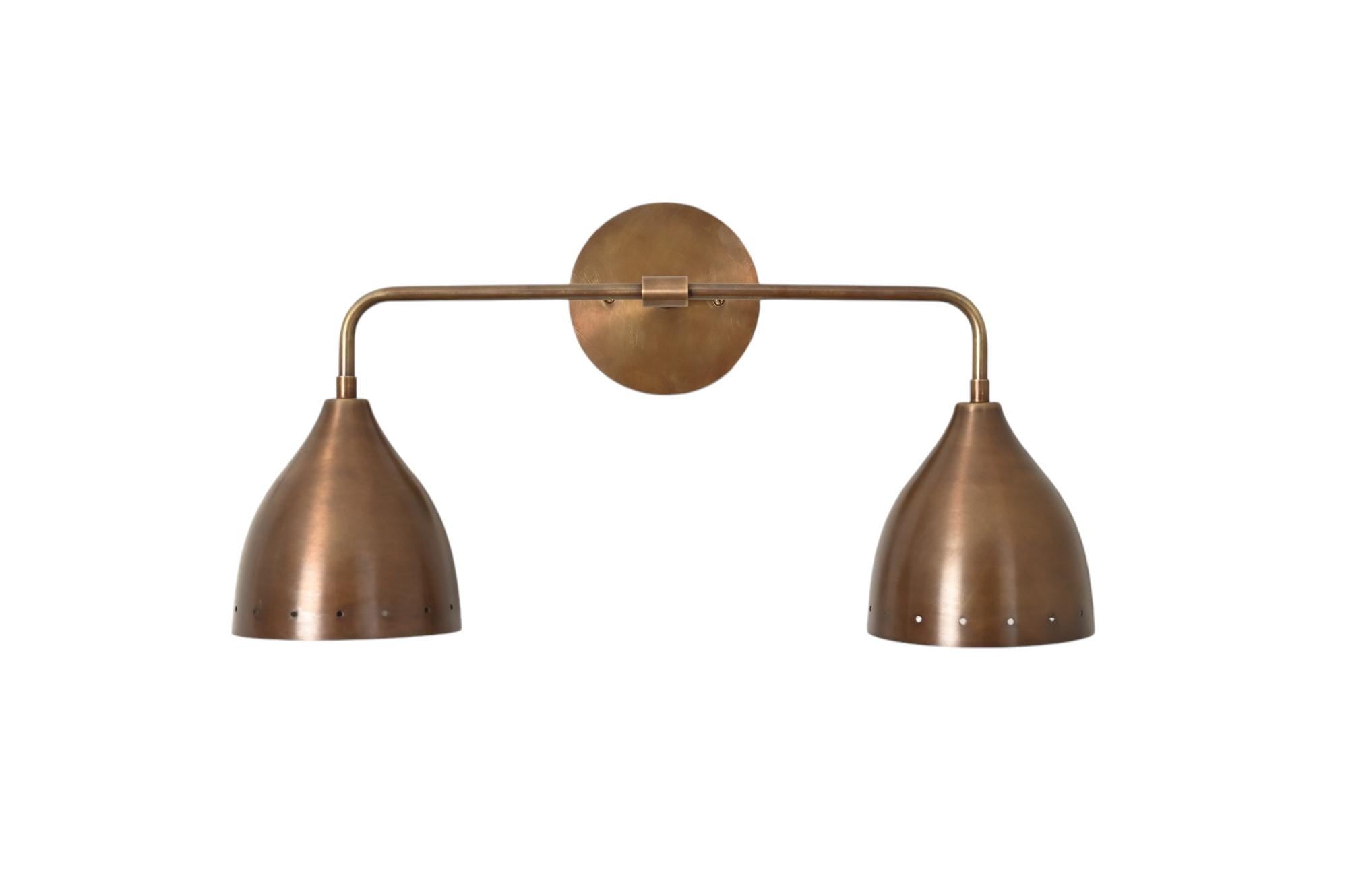 Handmade Brass Double Vanity Light - Mid Century Wall Sconce
