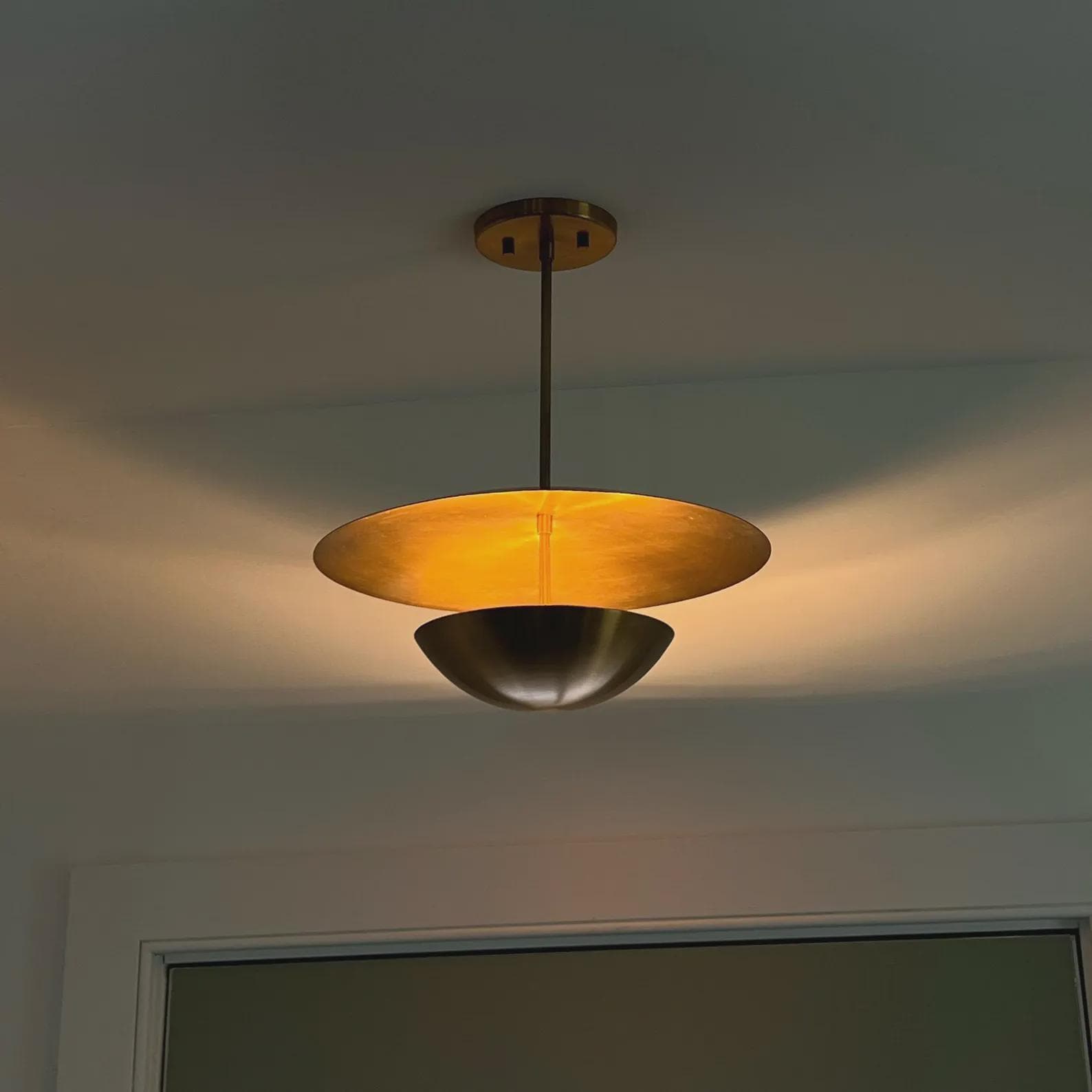 Brass Dome Chandelier: Mid-Century Modern Pendant Light