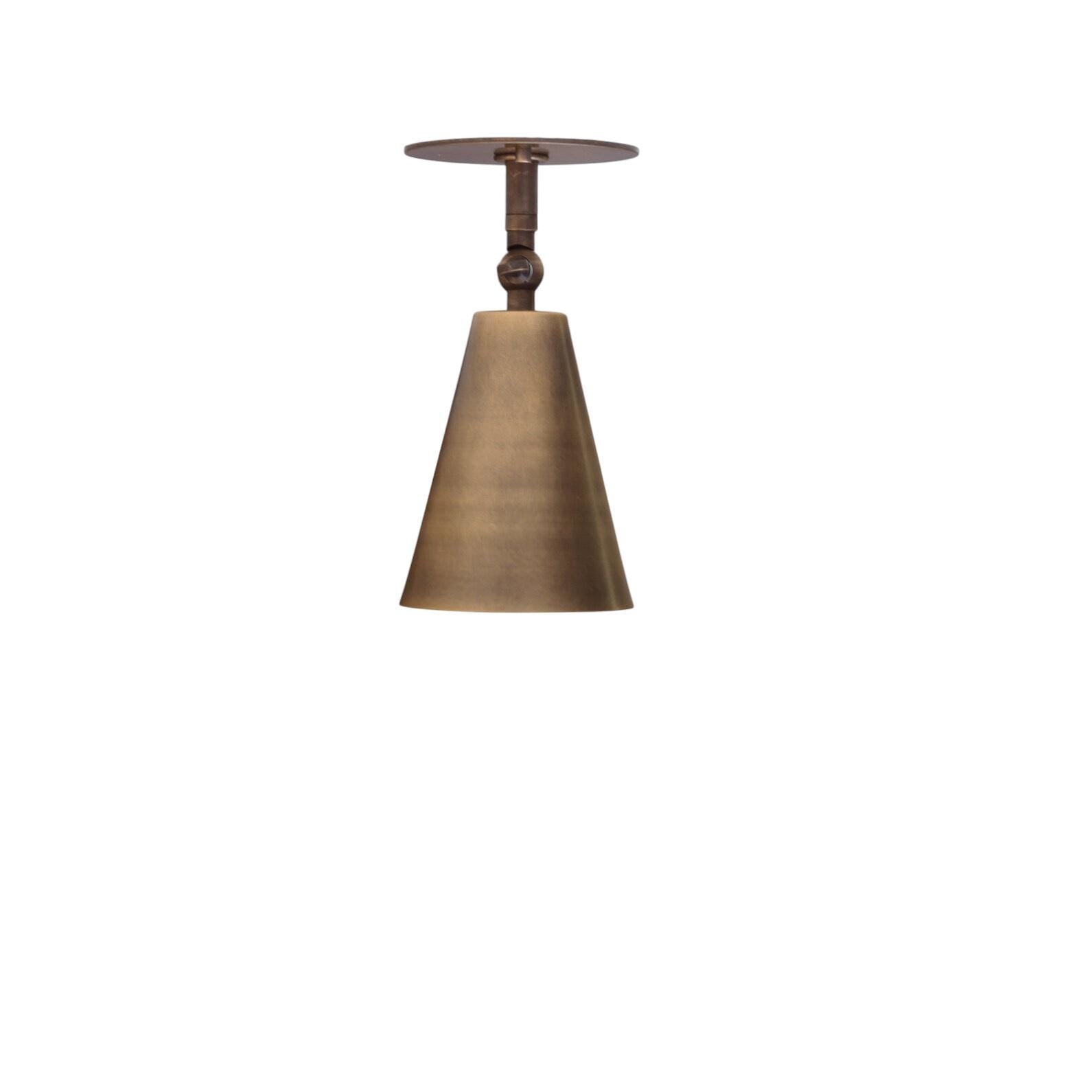 One light Cone Shade Spotlight Raw Brass Ceiling Fixture