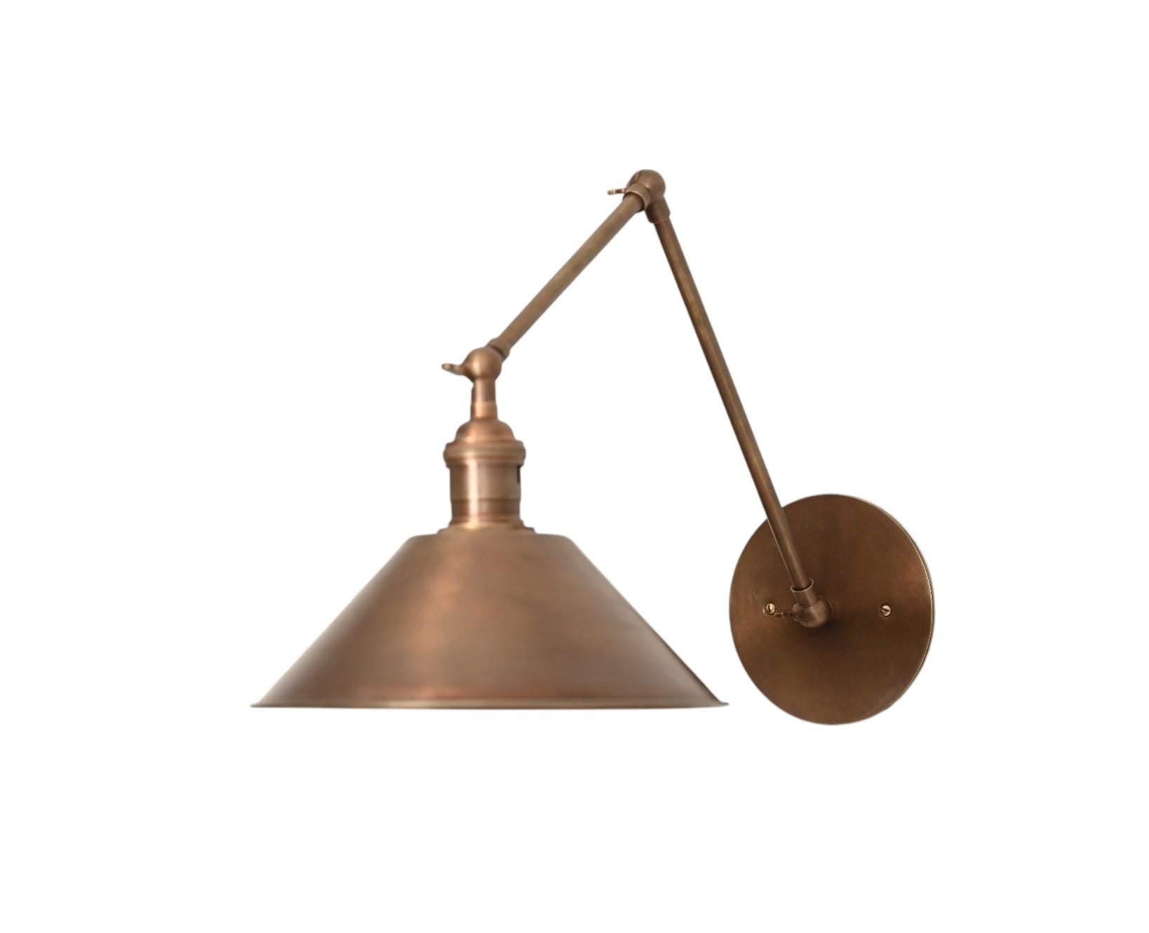 Adjustable Solid Brass Swivel Wall Lamp Light with Shade