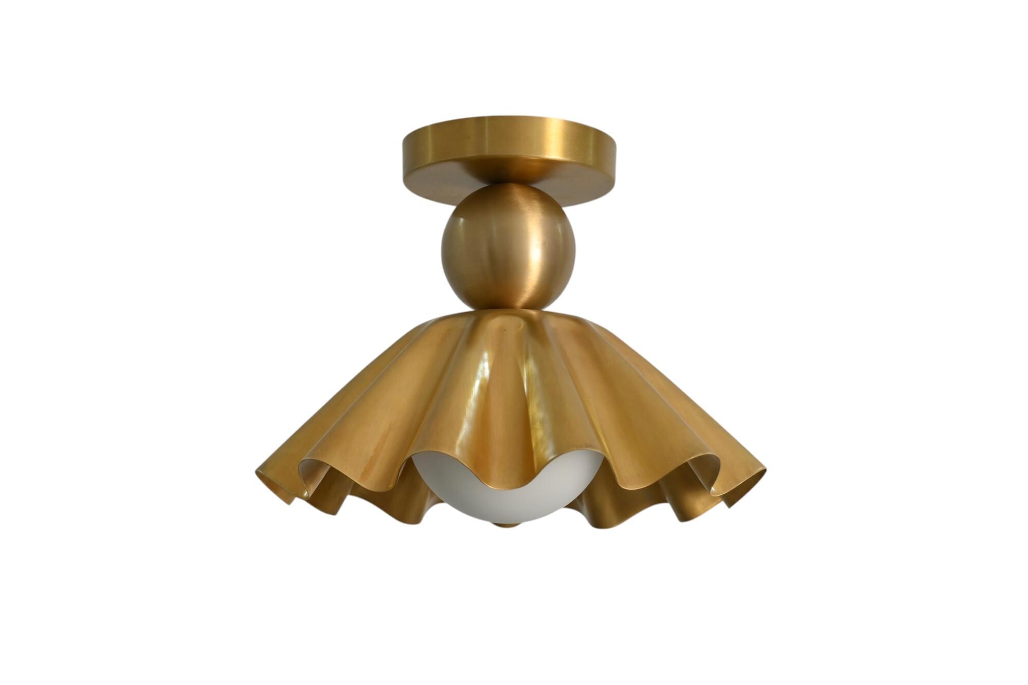 One Light Handmade Vintage Waved Round Shade Flush Mount Ceiling Lamp Fixture