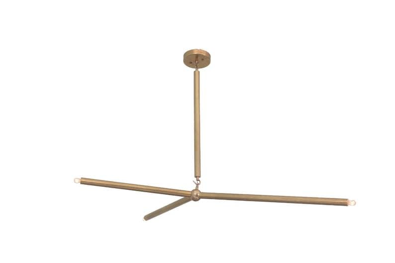 3 light Modern Brass Handmade  Vintage Stilnovo Chandelier Light Fixture