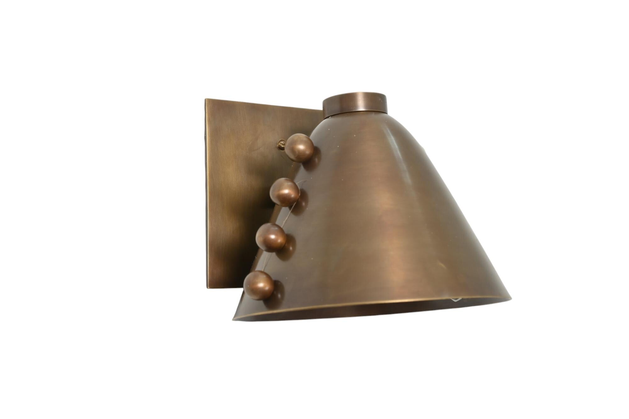 Handmade Solid Brass Wall Sconce: Vintage Cone Shade Wall Lamp