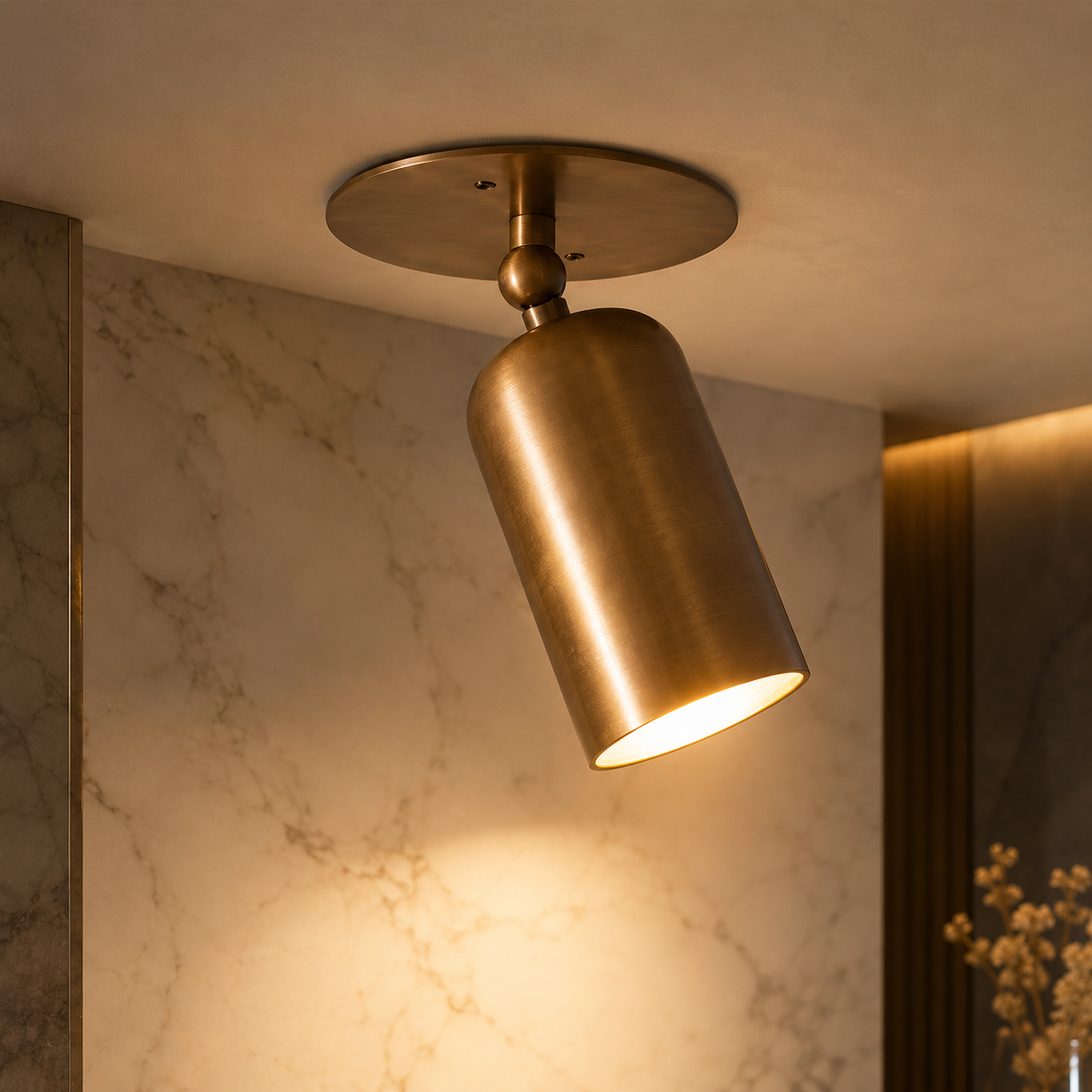 Single Light Stilnovo Design Directional Ceiling Spot Antique Brass handmade vintage fixture