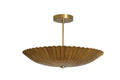 6  Light Vintage Brass Scalloped Design  Disk Handcrafted Sputnik Chandelier Lighting Fixture