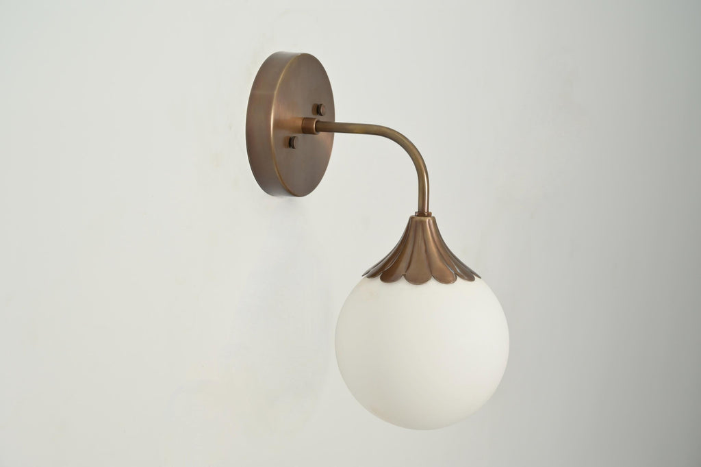 Handmade Brass Sconce: Mid-Century Modern Scallop Wall Lamp