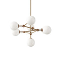 Modern Starburst Brass Chandelier with Glass Globes