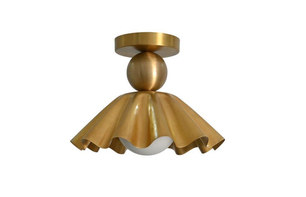 One Light Handmade Vintage Waved Round Shade Flush Mount Ceiling Lamp Fixture