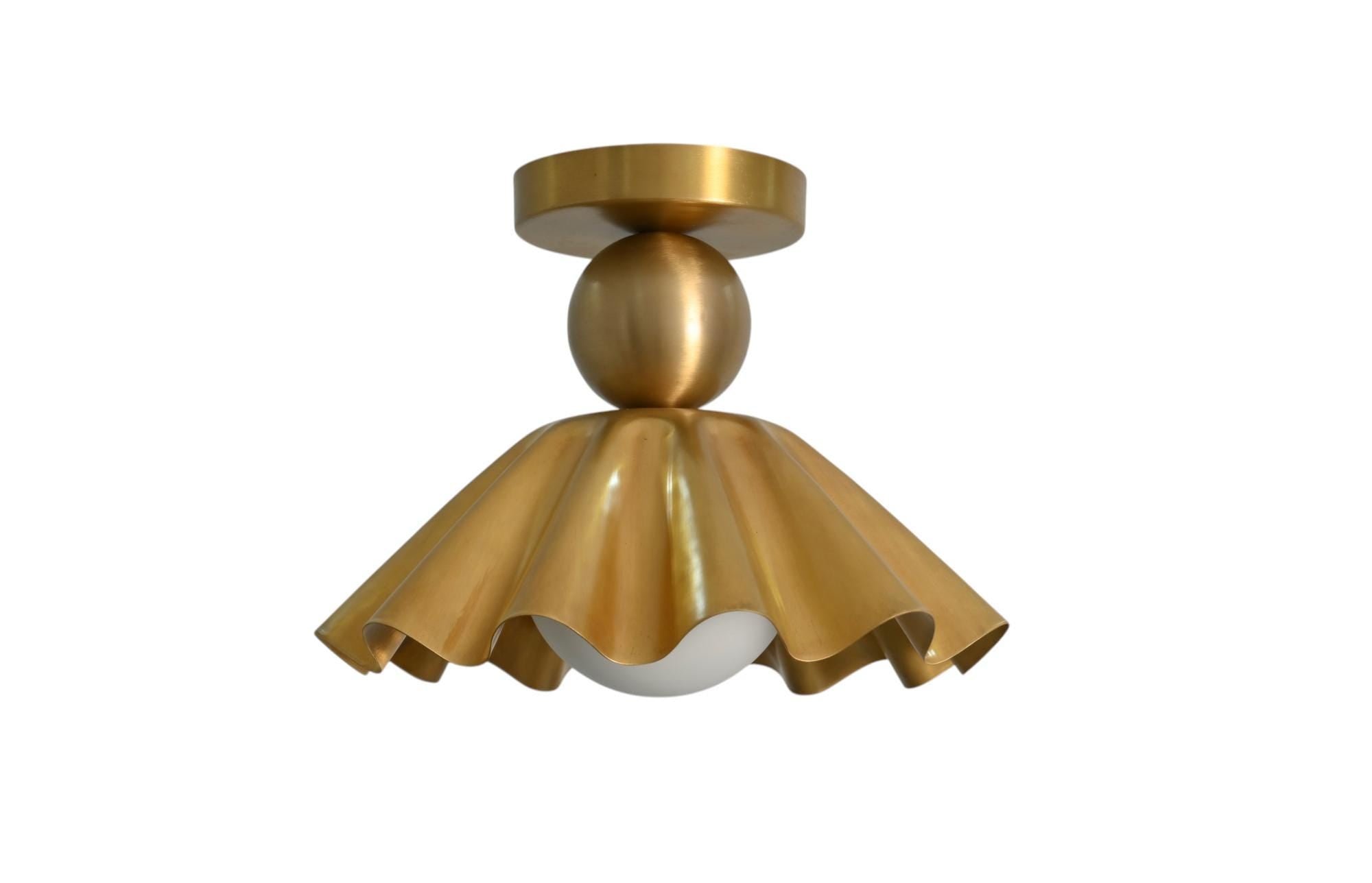 One Light Handmade Vintage Waved Round Shade Flush Mount Ceiling Lamp Fixture