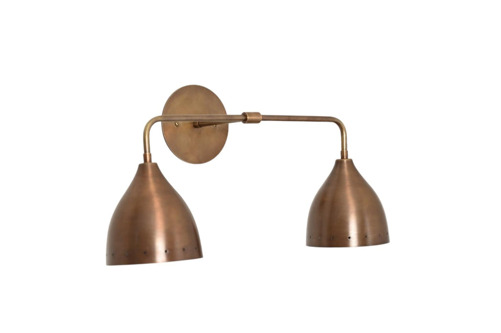 Handmade Brass Double Vanity Light - Mid Century Wall Sconce