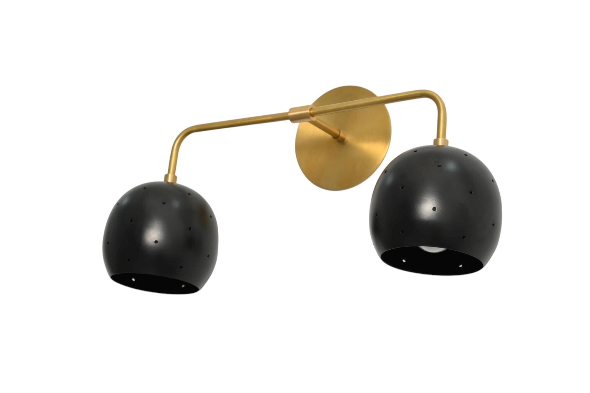 Handmade Brass Double Wall Sconce: Mid-Century Vanity Light