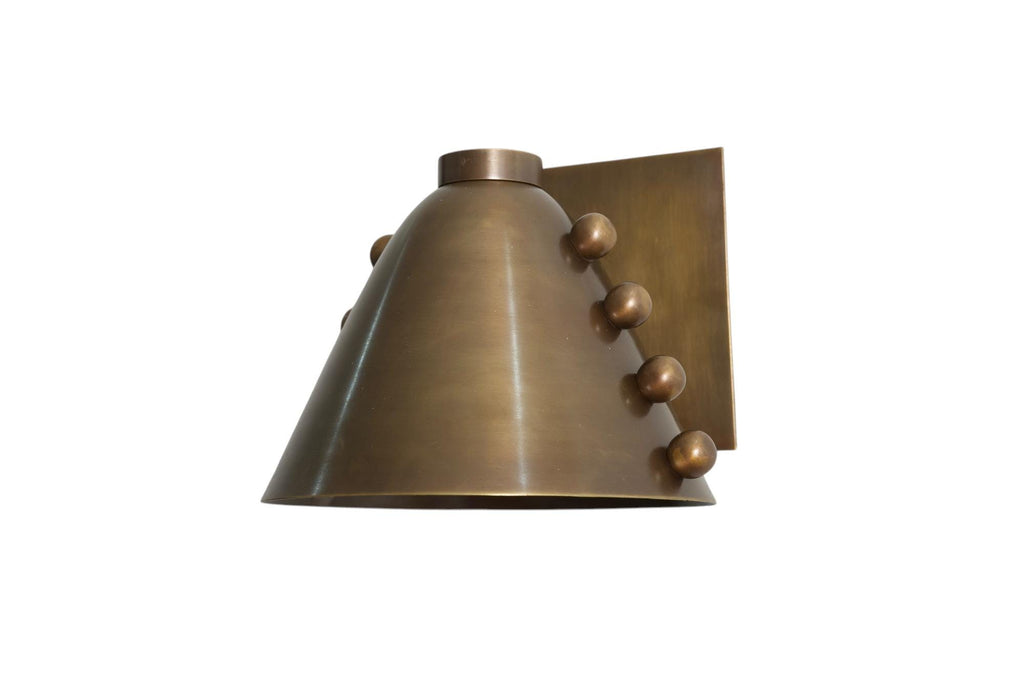 Handmade Solid Brass Wall Sconce: Vintage Cone Shade Wall Lamp