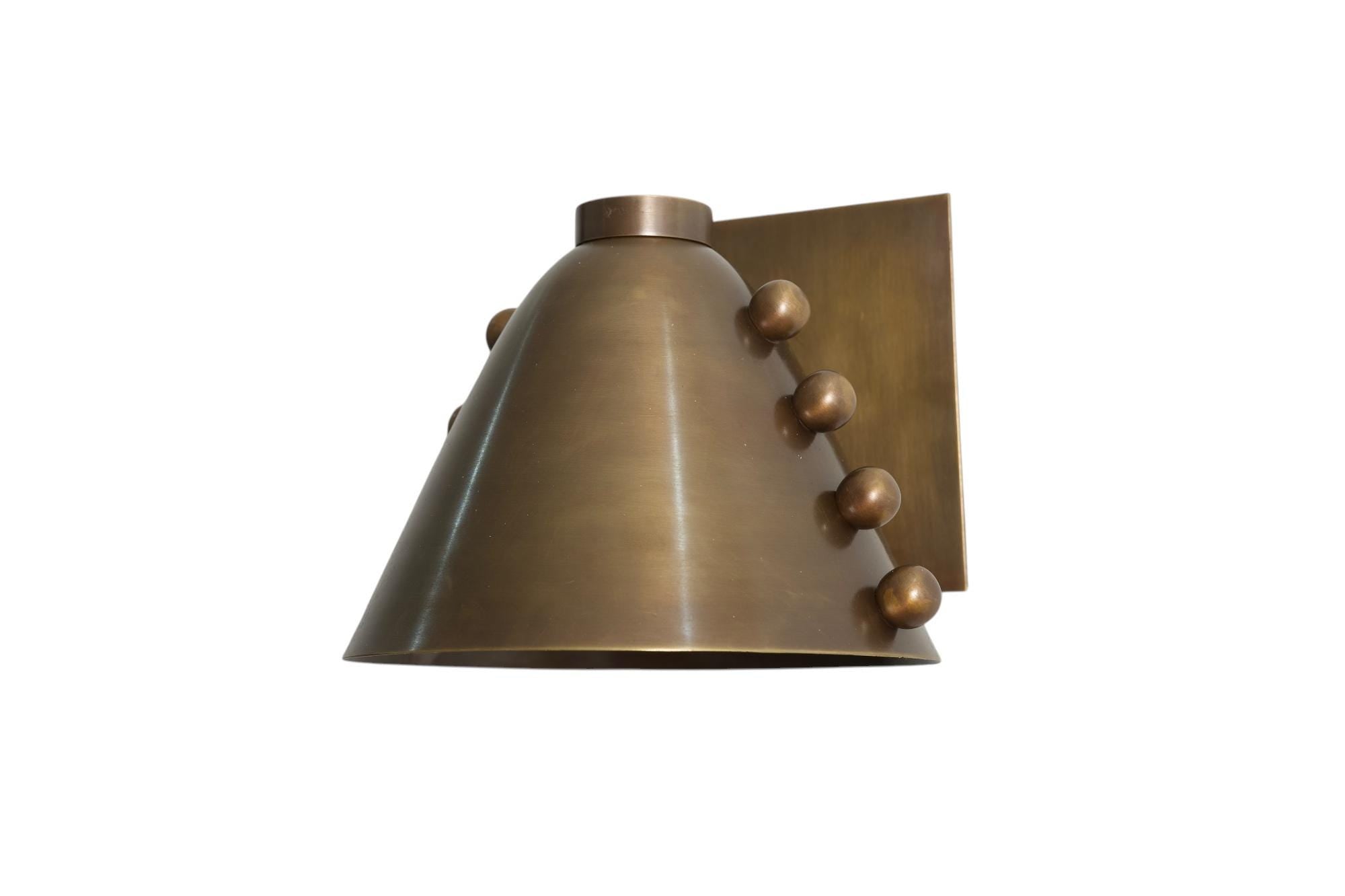 Handmade Solid Brass Wall Sconce: Vintage Cone Shade Wall Lamp