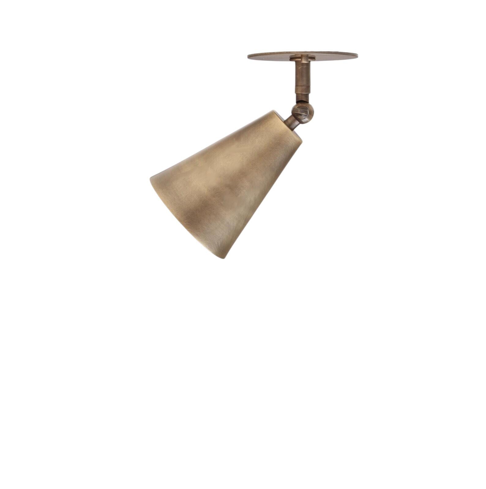 One light Cone Shade Spotlight Raw Brass Ceiling Fixture