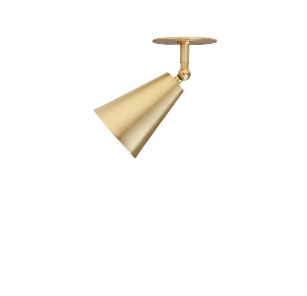 One light Cone Shade Spotlight Raw Brass Ceiling Fixture