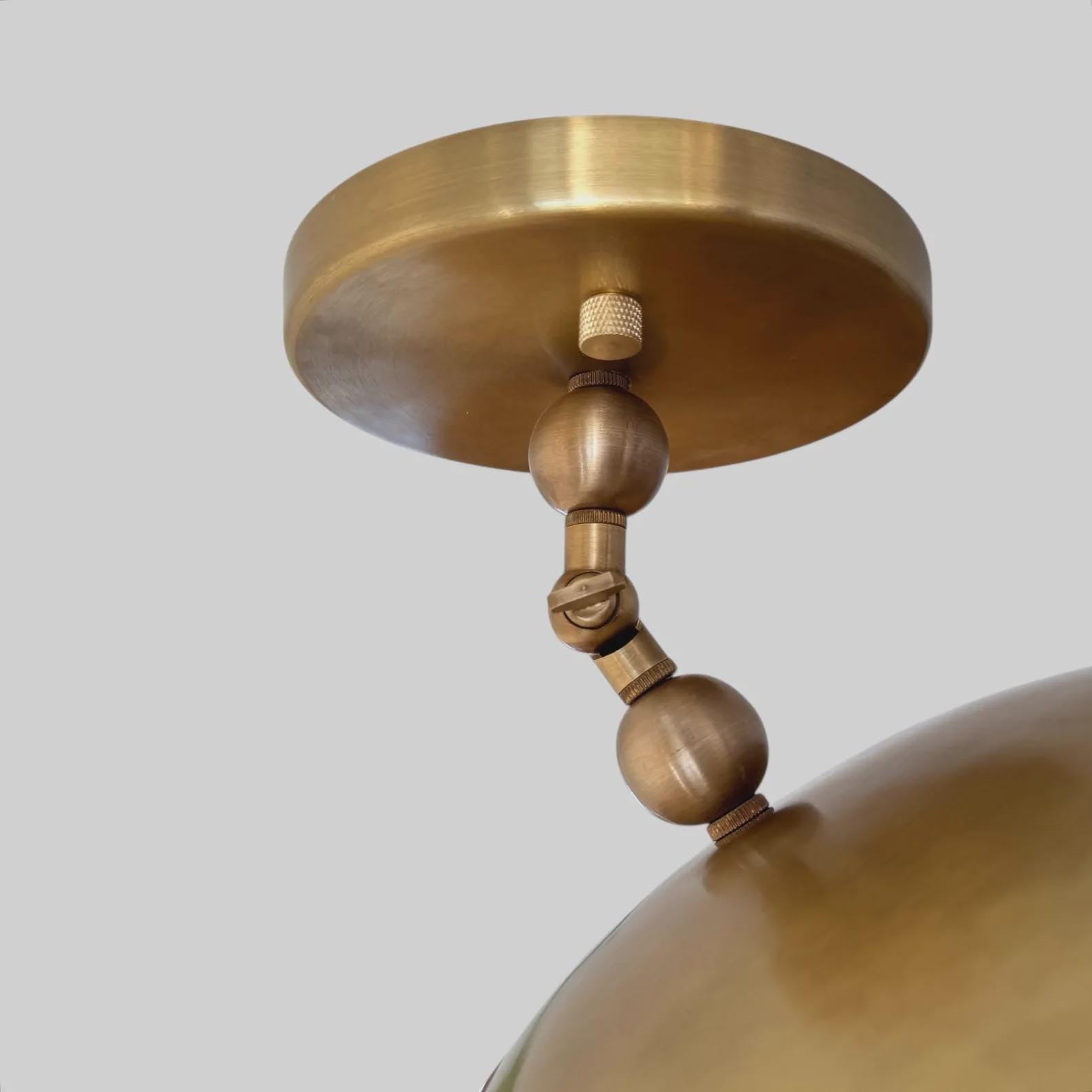 Handmade Brass Dome Ceiling Light: Mid-Century Modern Opal Glass Fixture