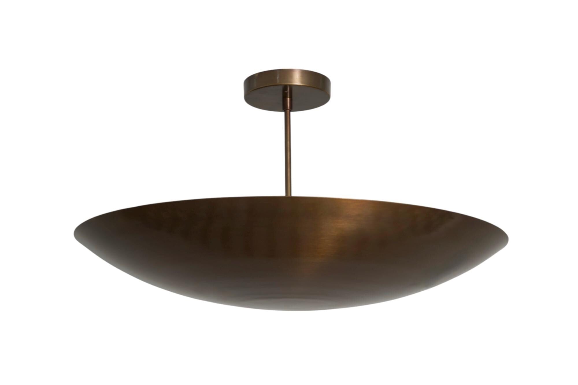 6 Light Stilnovo Flush Mount Brass Disk Handcrafted Sputnik Chandelier Lighting Fixture