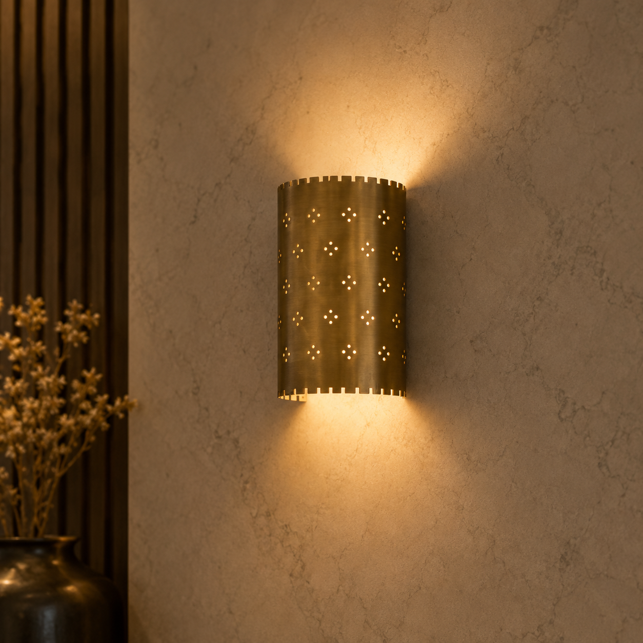 2 Light Film Perforated  Wall Light Sputnik Fixture