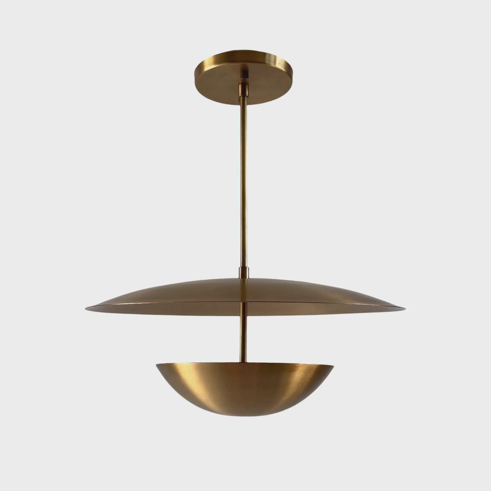 Brass Dome Chandelier: Mid-Century Modern Pendant Light