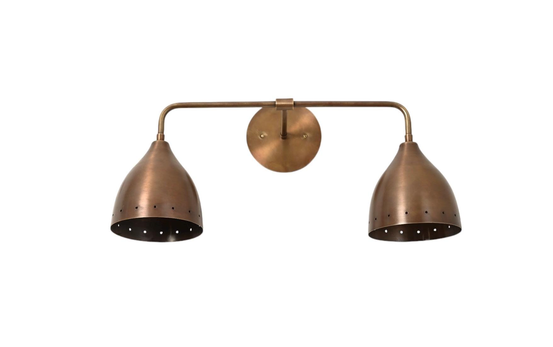 Handmade Brass Double Vanity Light - Mid Century Wall Sconce