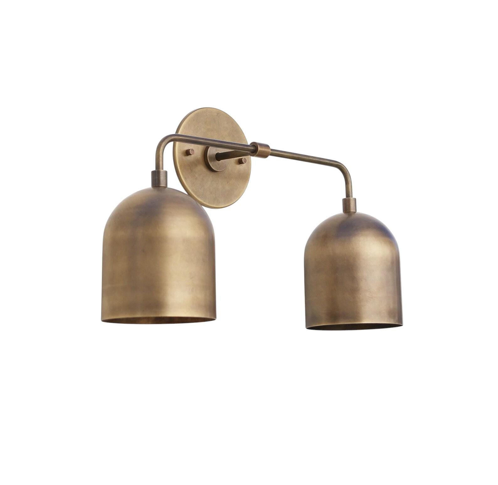 Handmade Brass Double Vanity Light - Mid Century Wall Sconce