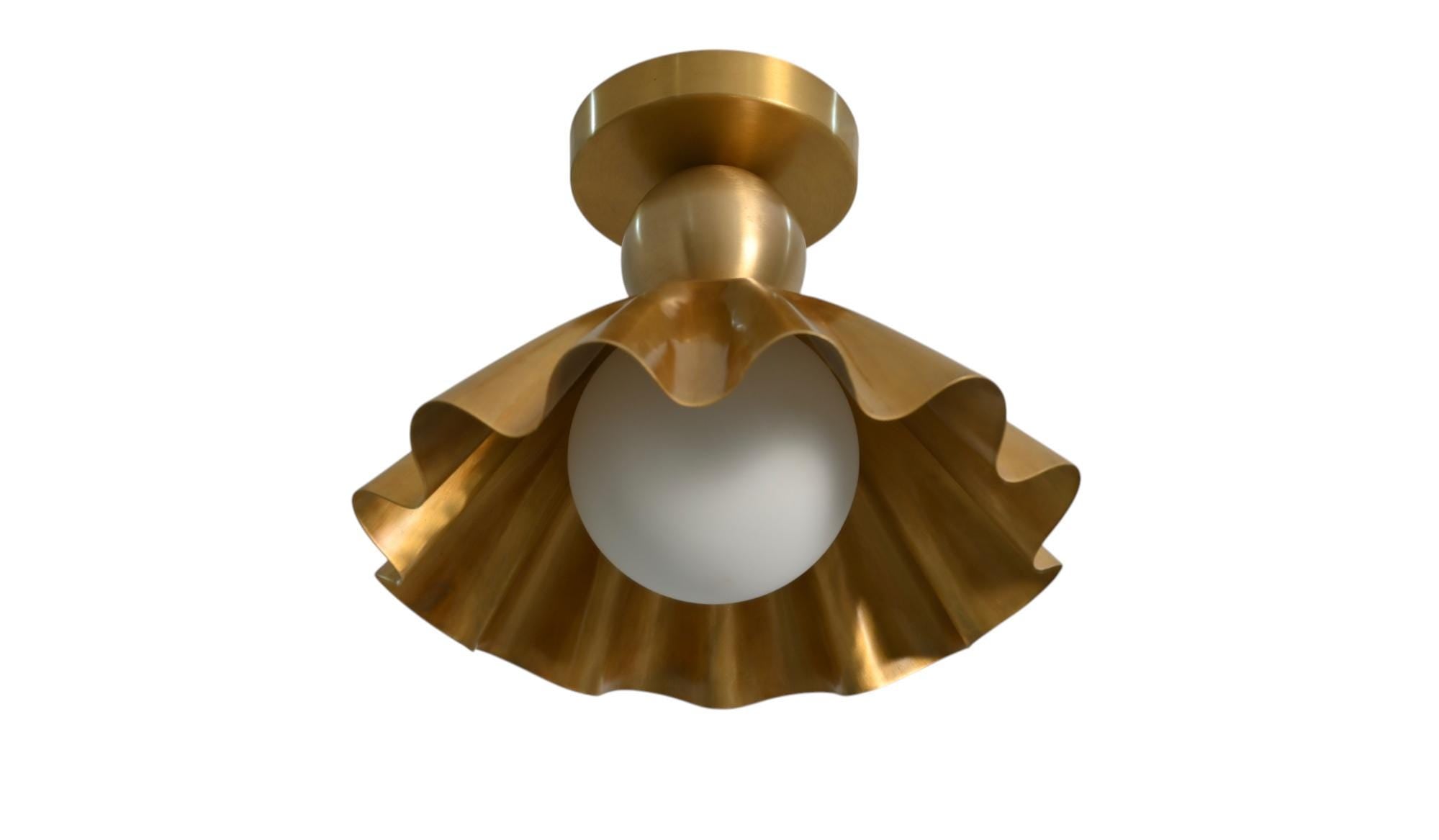 One Light Handmade Vintage Waved Round Shade Flush Mount Ceiling Lamp Fixture