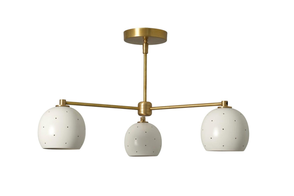 3 Branch Perforated Globe Light Flush Mount Ceiling Brass Sputnik Fixture Downward Tilt __etsy:7147008736