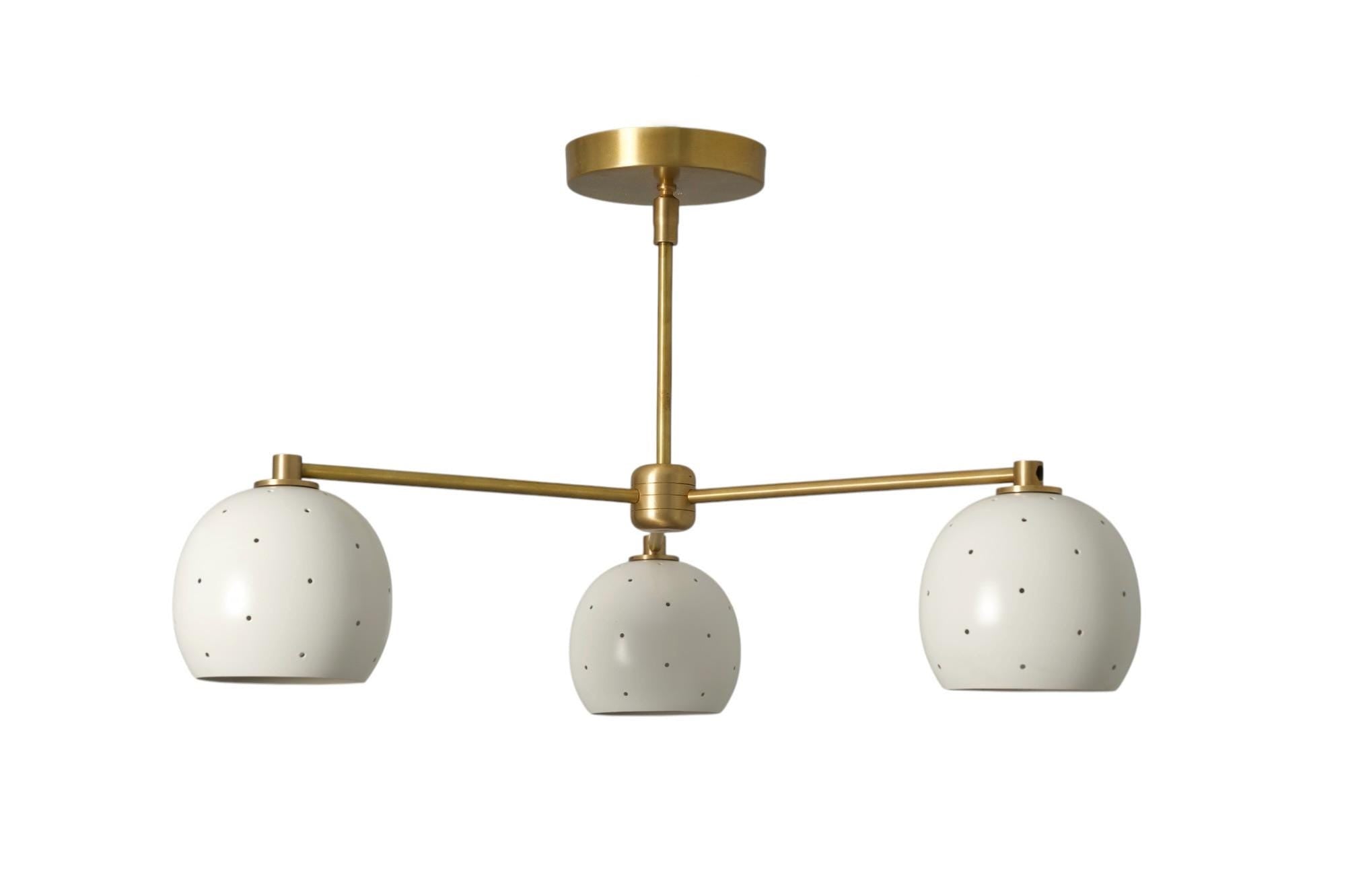 3 Branch Perforated Globe Light Flush Mount Ceiling Brass Sputnik Fixture Downward Tilt __etsy:7147008736