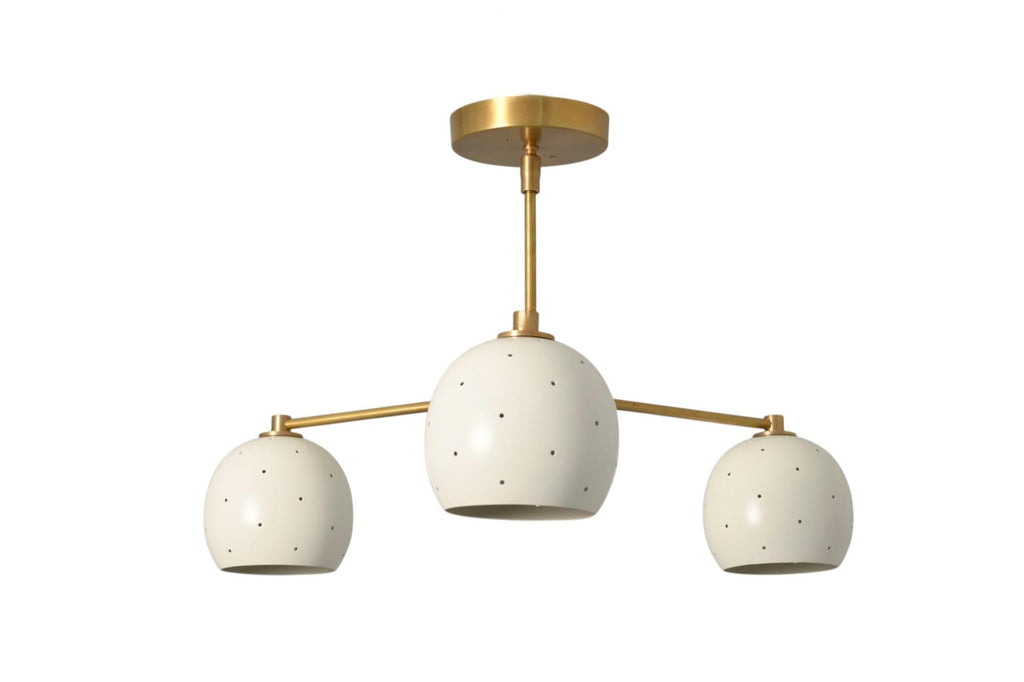3 Branch Perforated Globe Light Flush Mount Ceiling Brass Sputnik Fixture Downward Tilt __etsy:7195000149