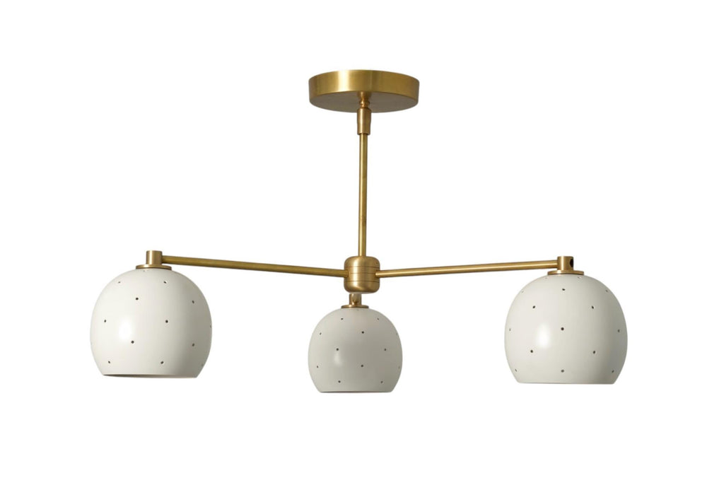 3 Branch Perforated Globe Light Flush Mount Ceiling Brass Sputnik Fixture Downward Tilt __etsy:7195000245