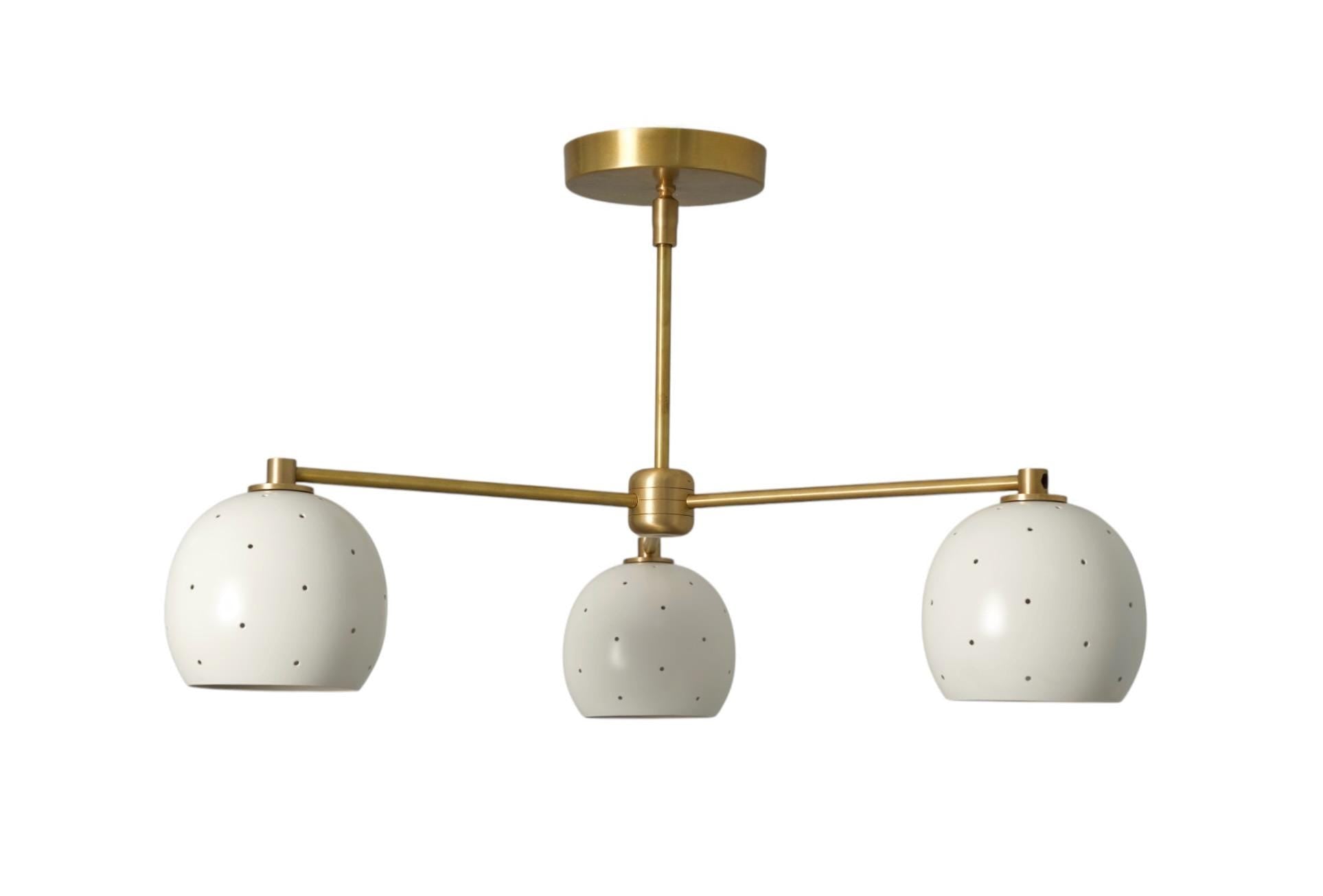 3 Branch Perforated Globe Light Flush Mount Ceiling Brass Sputnik Fixture Downward Tilt __etsy:7195000245