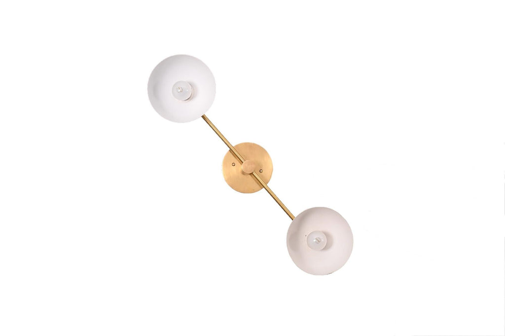 2 Flush Mount Brass Ceiling Light - Double Modern Wall Lamp -  Sconce Vanity Light __etsy:7001459506
