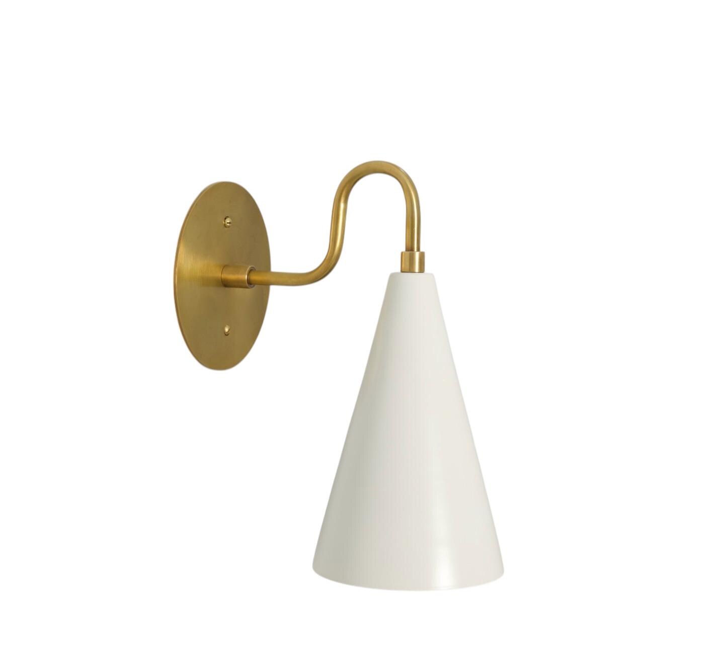 Handmade Brass Cone Wall Sconce - Mid-Century Modern Style __etsy:7195037059