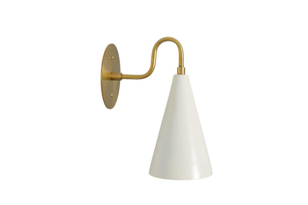 Handmade Brass Cone Wall Sconce - Mid-Century Modern Style __etsy:7195037115