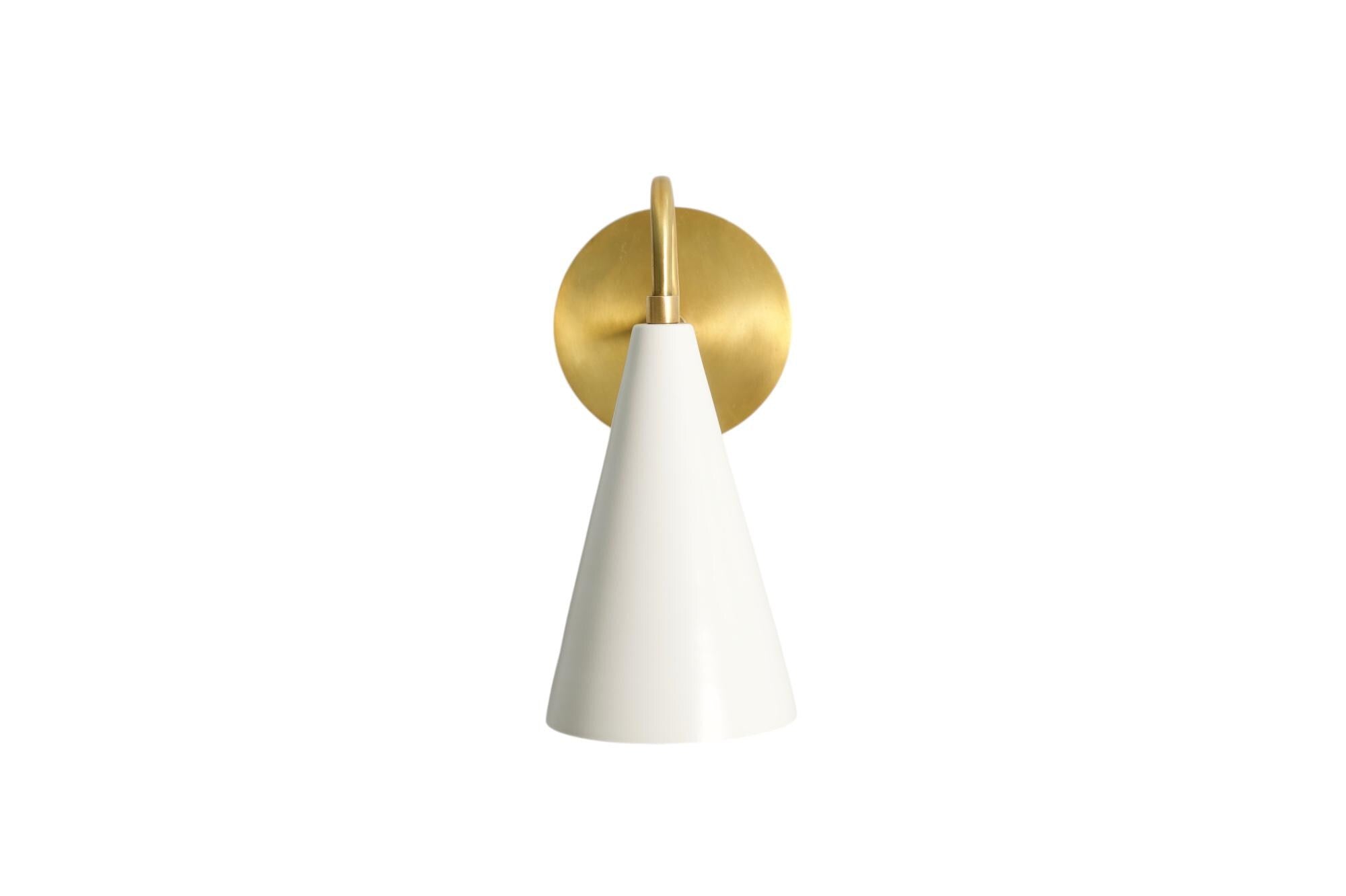 Handmade Brass Cone Wall Sconce - Mid-Century Modern Style __etsy:7147047066