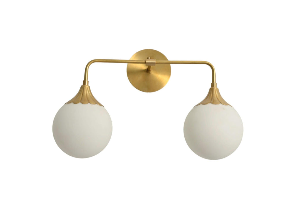 Handmade Brass Double Globe Vanity Light - Mid Century Wall Sconce __etsy:7154313795