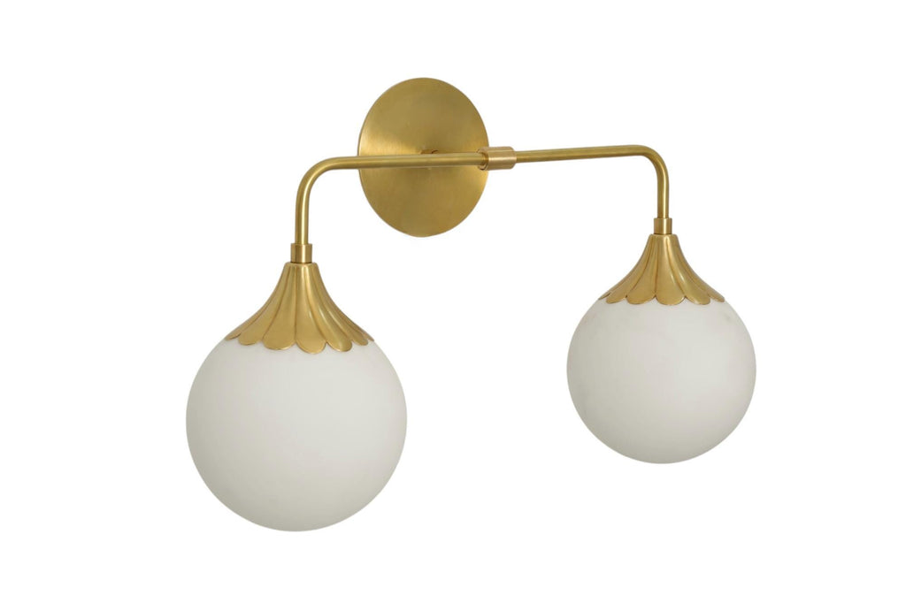 Handmade Brass Double Globe Vanity Light - Mid Century Wall Sconce __etsy:7106344300
