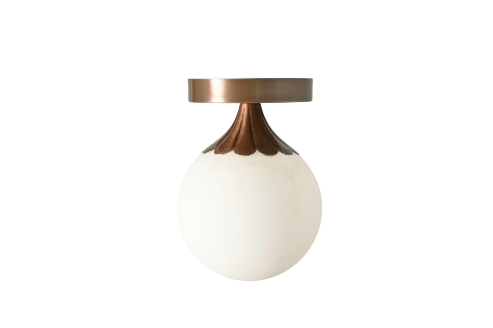 Handmade Brass Flush Mount Ceiling Light: Mid Century Modern Italian Glass Sconce __etsy:7116576872