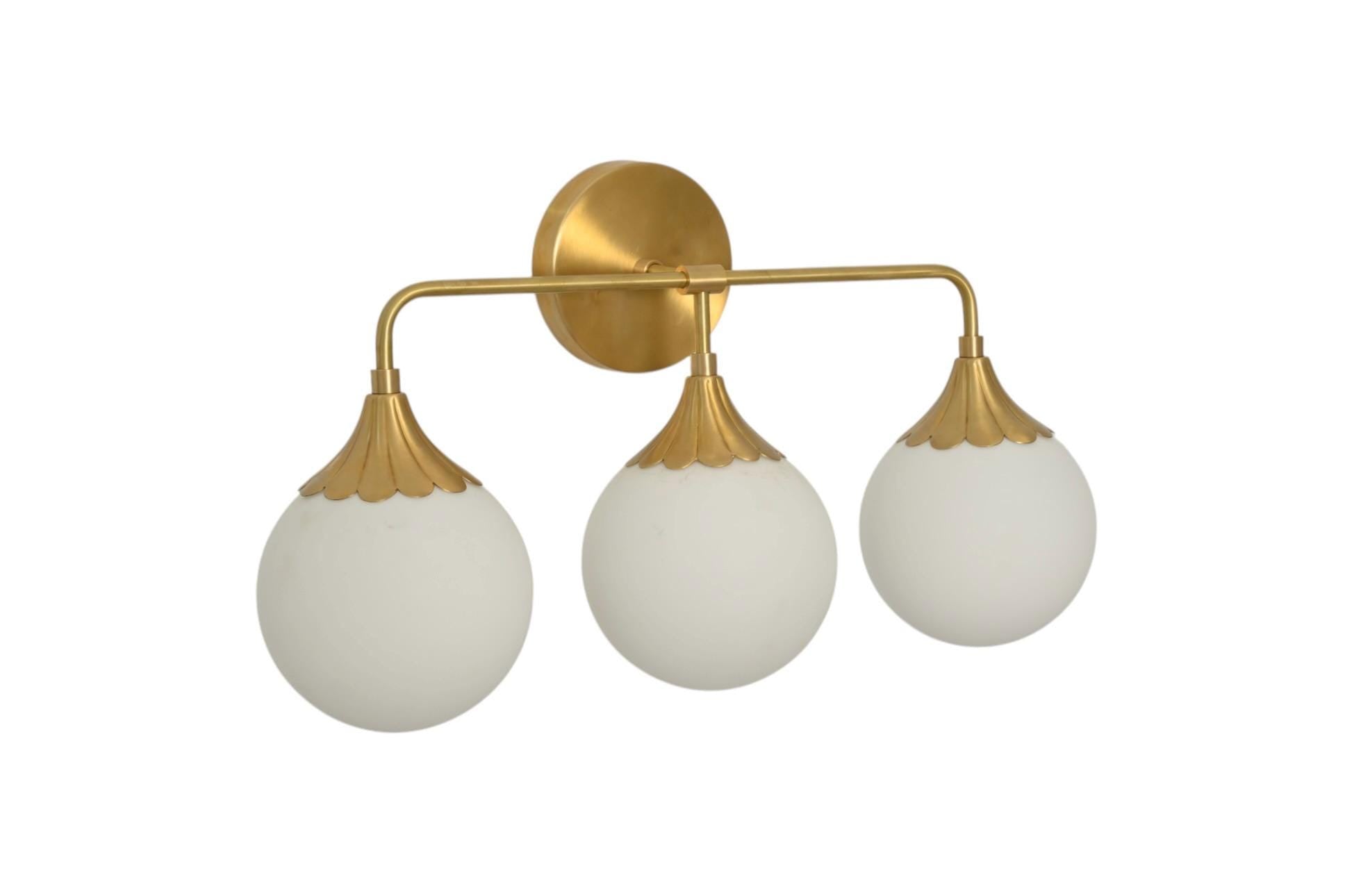 Handmade Brass Globe Vanity Light Fixture: Mid Century Wall Sconce __etsy:7173008346