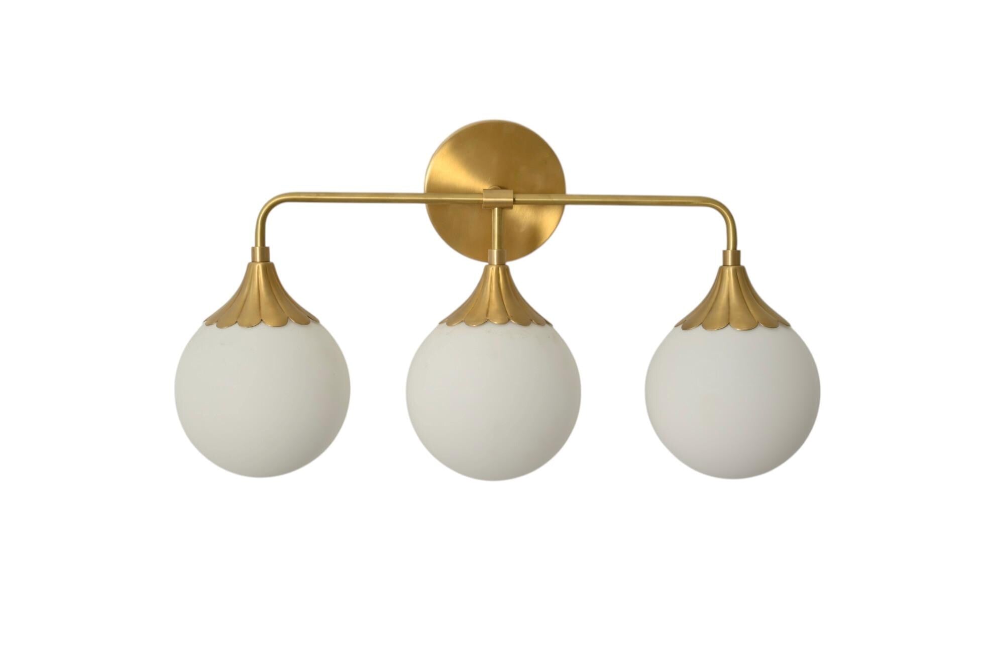 Handmade Brass Globe Vanity Light Fixture: Mid Century Wall Sconce __etsy:7220995595