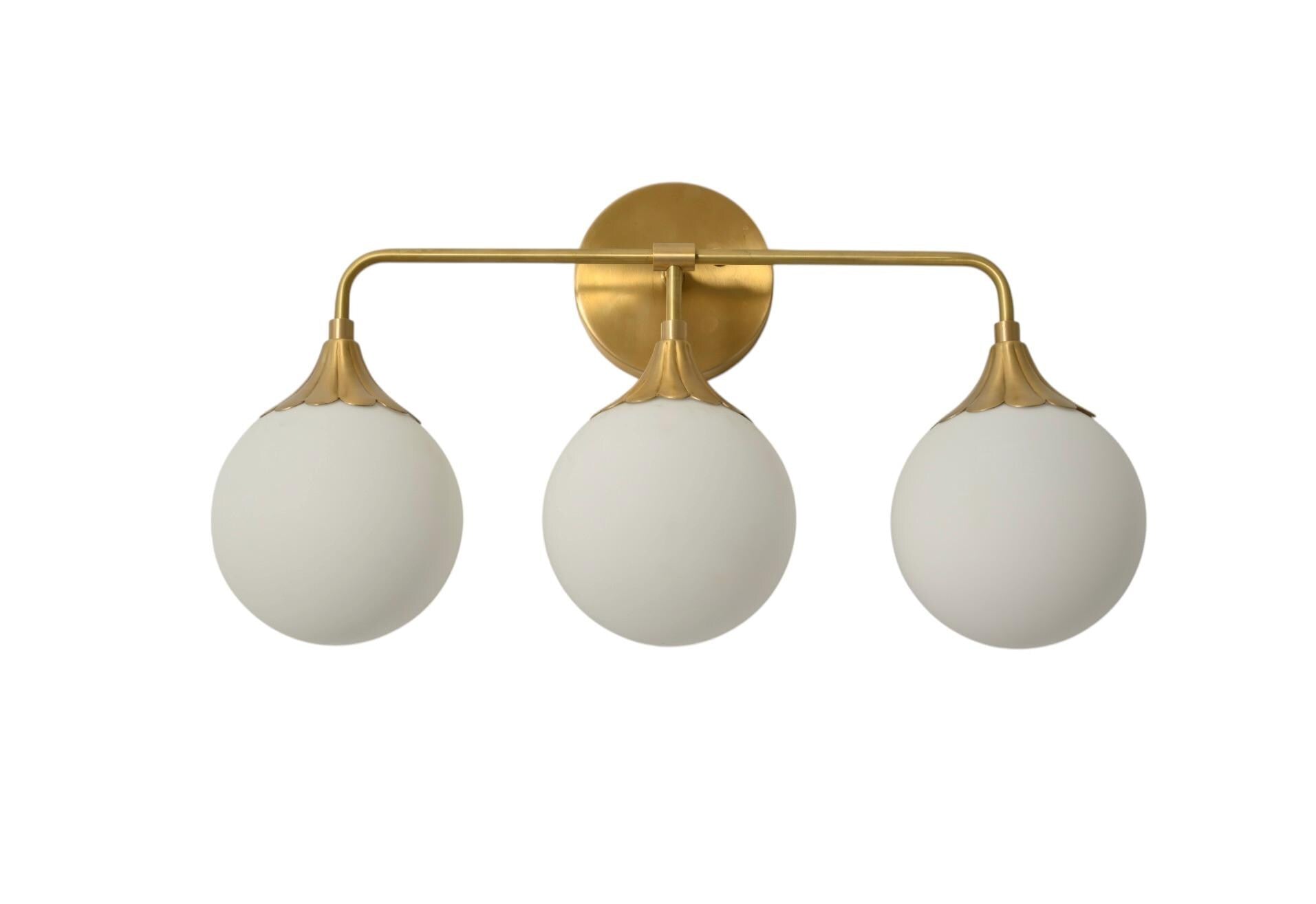 Handmade Brass Globe Vanity Light Fixture: Mid Century Wall Sconce __etsy:7220995709