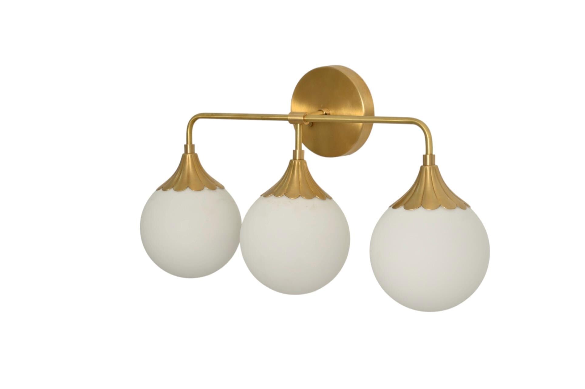 Handmade Brass Globe Vanity Light Fixture: Mid Century Wall Sconce __etsy:7220995805