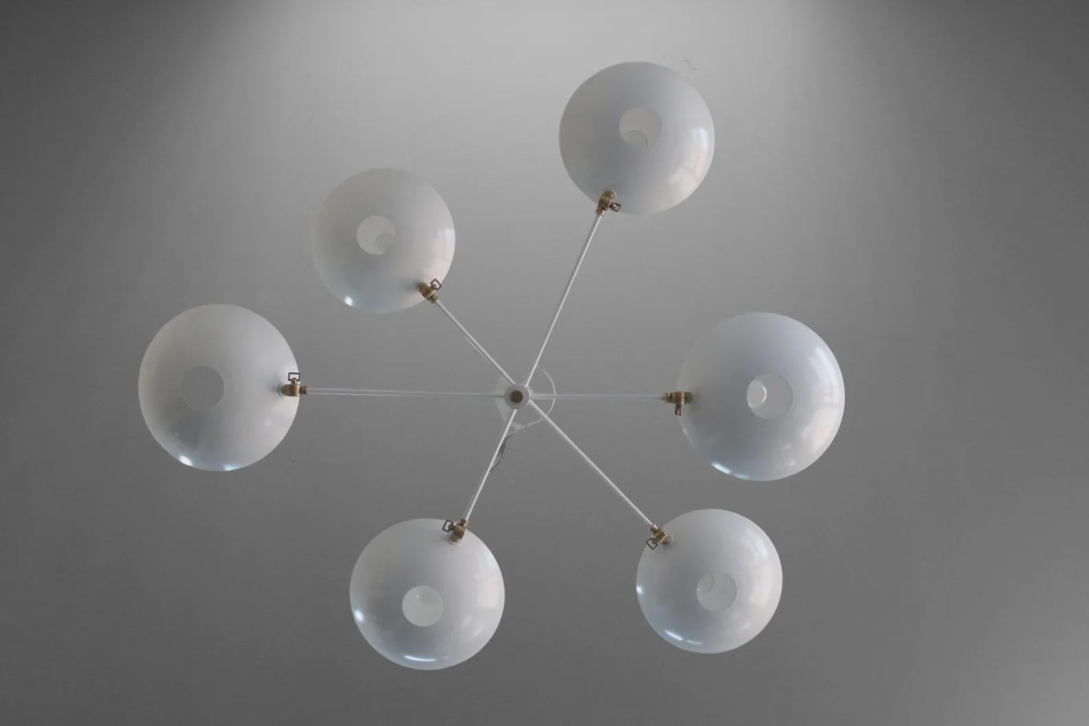 Large Brass Sputnik Chandelier: Mid Century Modern Ceiling Light __etsy:7218039325
